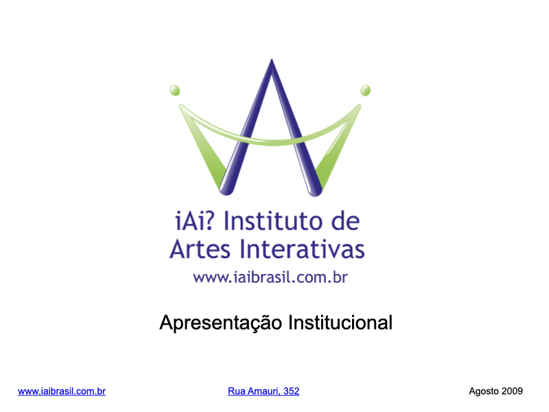 Apresentação institucional iAi?, agosto 2009 — identidade visual inicial